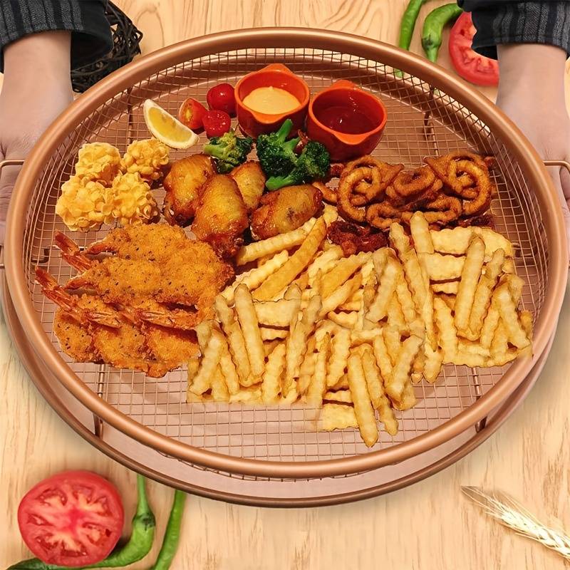 Set Of 2 Pcs Air Fryer Tray, Double Non Stick Crisper Tray, Multifunction Roasting Frying Basket, Heat Resistance Oven Grill Pan Basket, Cooling Grill Pan Plate With Handles Set Of 2 Pcs Air Fryer Tray, Double Non Stick Crisper Tray, Multifunction Roasting Frying Basket, Heat Resistance Oven Grill Pan Basket, Cooling Grill Pan Plate With Handles